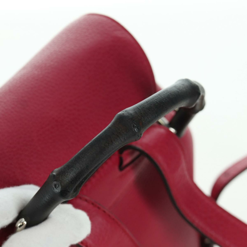 【日本直送】GUCCI 竹節雙肩包 皮革 粉紅色 銀色 387149 正品 171479V-6