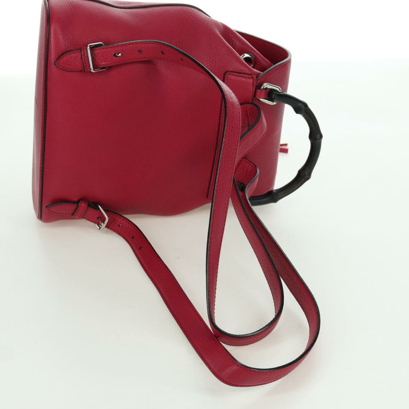 【日本直送】GUCCI 竹節雙肩包 皮革 粉紅色 銀色 387149 正品 171479V-7