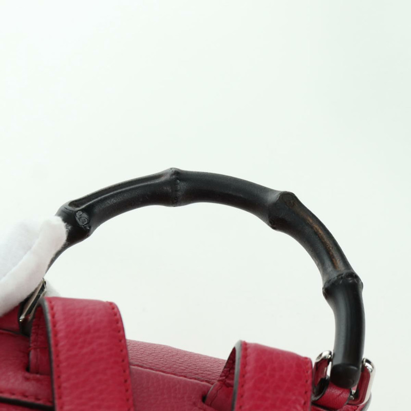 【日本直送】GUCCI 竹節雙肩包 皮革 粉紅色 銀色 387149 正品 171479V-13