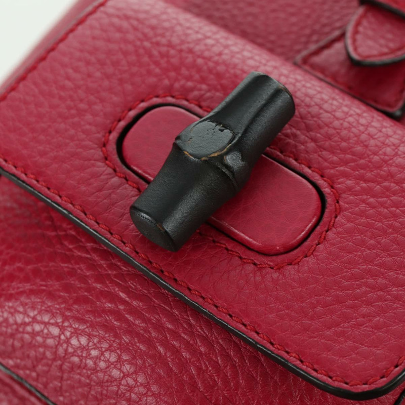 【日本直送】GUCCI 竹節雙肩包 皮革 粉紅色 銀色 387149 正品 171479V-19