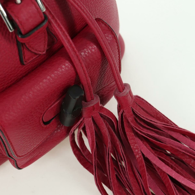 【日本直送】GUCCI 竹節雙肩包 皮革 粉紅色 銀色 387149 正品 171479V-23