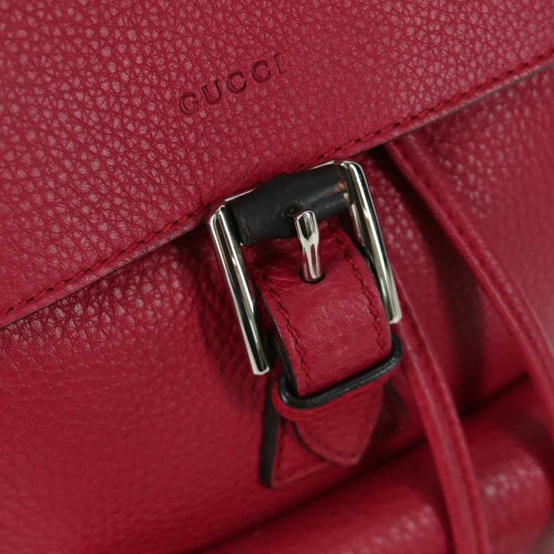 【日本直送】GUCCI 竹節雙肩包 皮革 粉紅色 銀色 387149 正品 171479V-24
