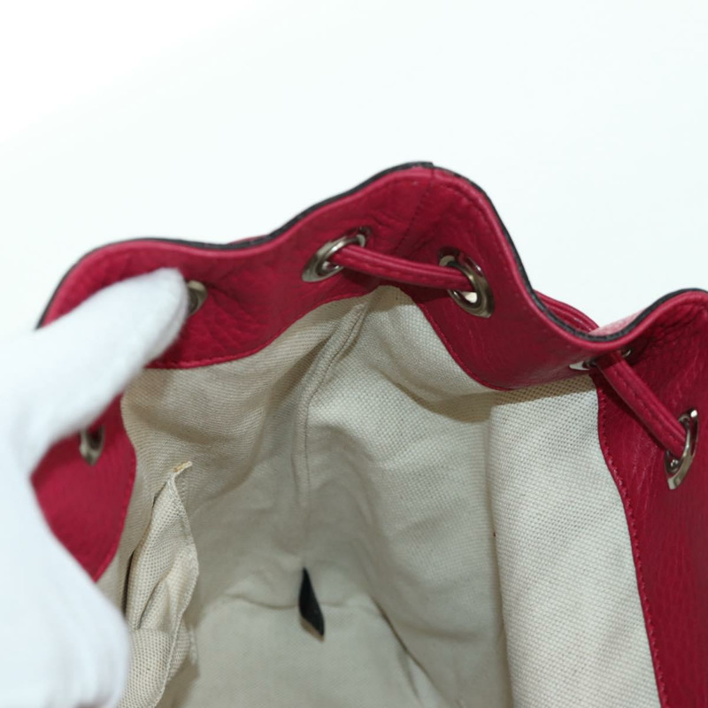 【日本直送】GUCCI 竹節雙肩包 皮革 粉紅色 銀色 387149 正品 171479V-27