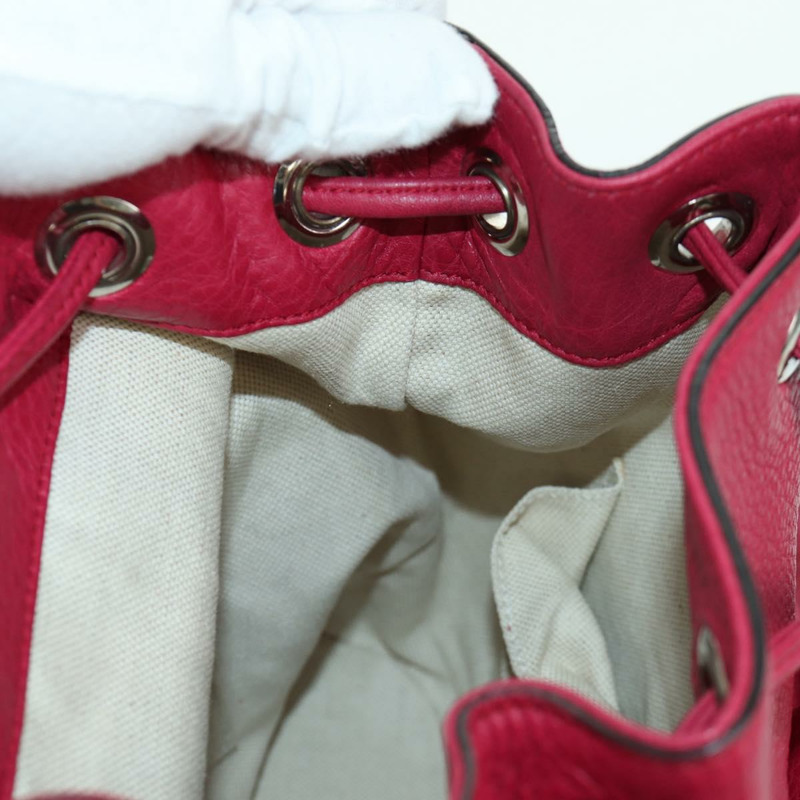 【日本直送】GUCCI 竹節雙肩包 皮革 粉紅色 銀色 387149 正品 171479V-28