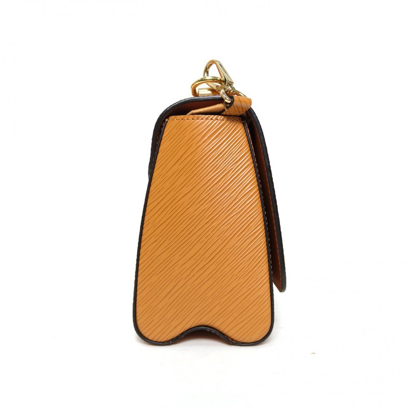 LOUIS VUITTON TWIST中號23寬肩帶棕色水波紋牛皮金扣晶片肩背包-3