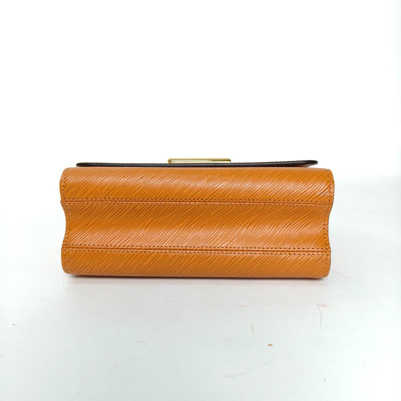 LOUIS VUITTON TWIST中號23寬肩帶棕色水波紋牛皮金扣晶片肩背包-4