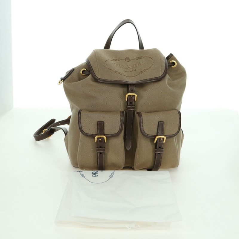 【日本直送】PRADA帆布肩背包 米色 金色 正品 168350V-11