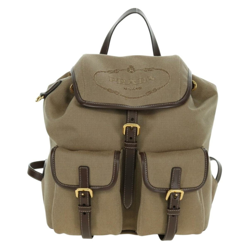 【日本直送】PRADA帆布肩背包 米色 金色 正品 168350V-12