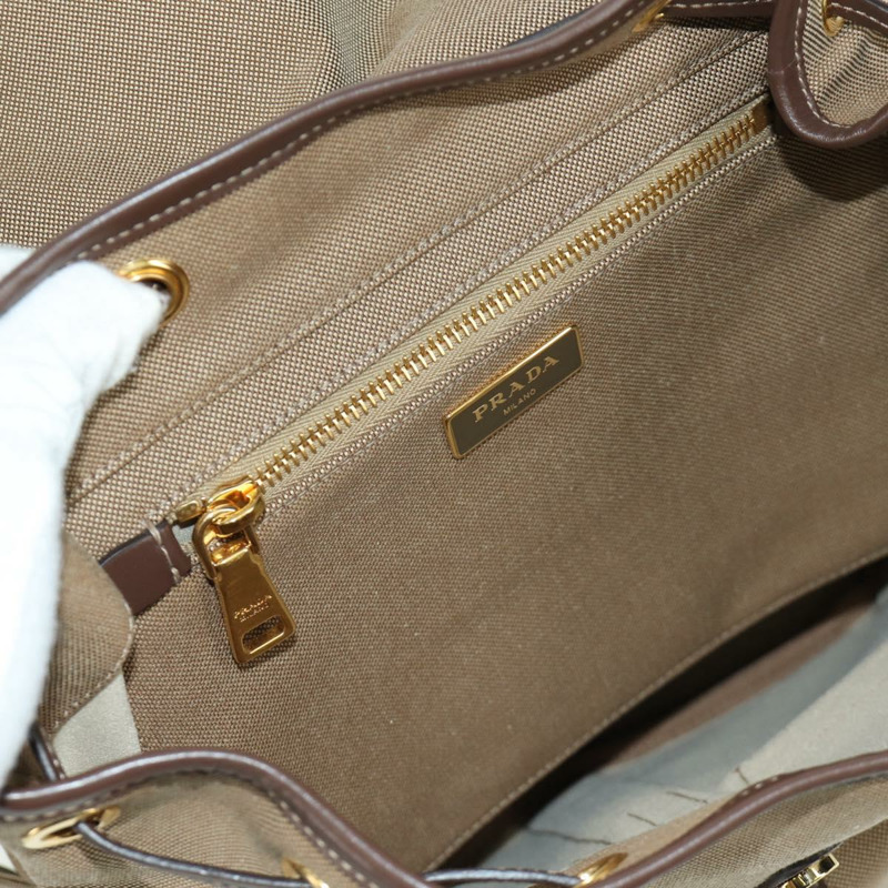 【日本直送】PRADA帆布肩背包 米色 金色 正品 168350V-28