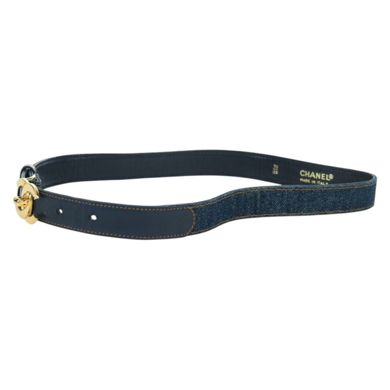 【日本直送】香奈兒 COCO 標誌牛仔腰帶 29.9 英寸 藍色 CC Auth LNZ132M-2