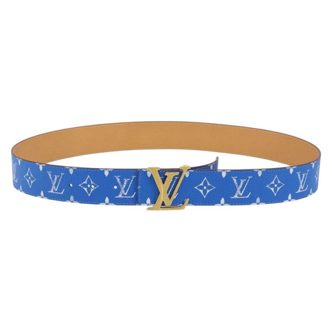 路易威登 Monogram LV 印花字母圖案 40 毫米腰帶 藍色 M8460 正品 166253SAM
