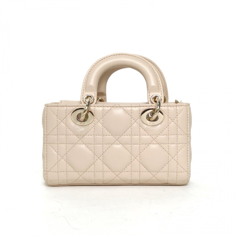 DIOR LadyD-Joy橫版戴妃包超迷你裸色羊皮金扣2022肩背包-2