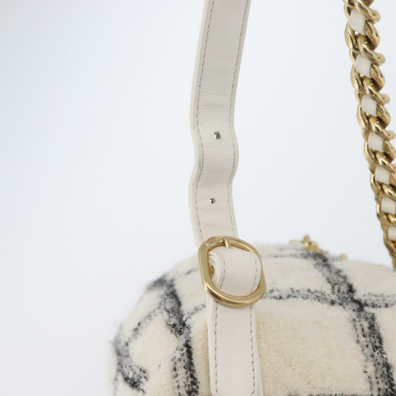 【日本直送】香奈兒 (CHANEL) Matelasse 鏈條雙肩包，斜紋軟呢布料，白色，金色雙C標誌，貨號 172472SM-7