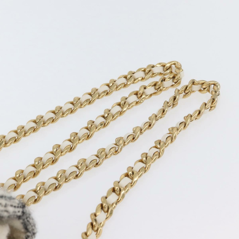 【日本直送】香奈兒 (CHANEL) Matelasse 鏈條雙肩包，斜紋軟呢布料，白色，金色雙C標誌，貨號 172472SM-13