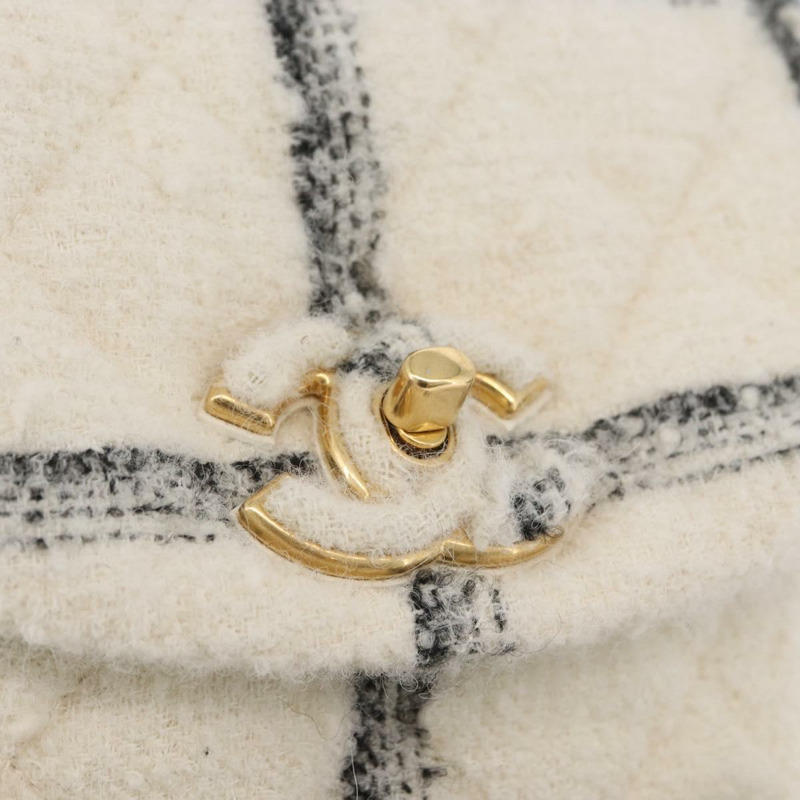 【日本直送】香奈兒 (CHANEL) Matelasse 鏈條雙肩包，斜紋軟呢布料，白色，金色雙C標誌，貨號 172472SM-19