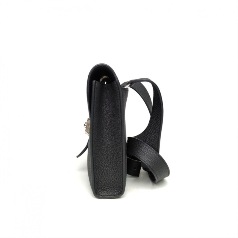 HERMES SacaDepeches斜挎包21黑色Togo皮B刻銀扣肩背包-1