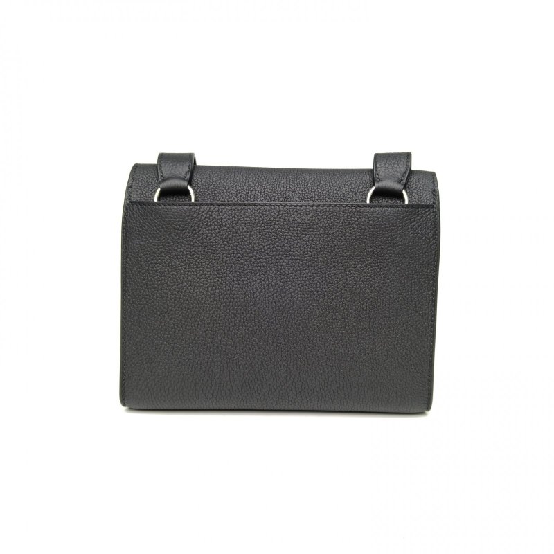 HERMES SacaDepeches斜挎包21黑色Togo皮B刻銀扣肩背包-2