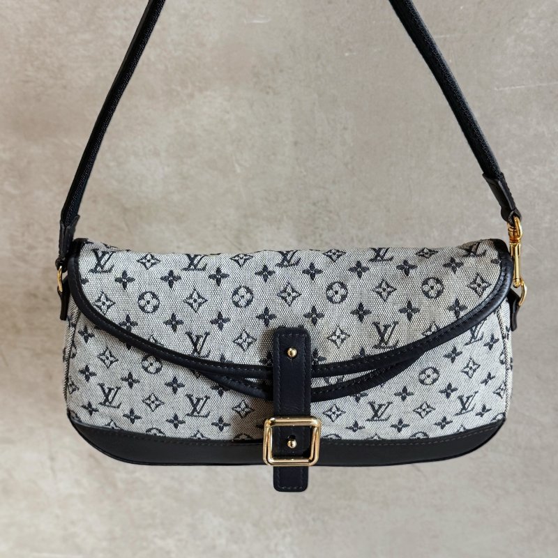 路易威登/Louis Vuitton 藍黑老花帆佈腋下包-5