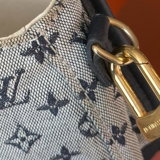 路易威登/Louis Vuitton 藍黑老花帆佈腋下包-11