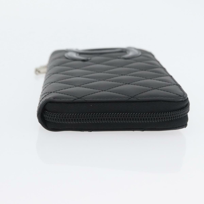 【日本直送】香奈兒 (CHANEL) 絎縫 Cambon 系列長款錢包，黑色銀色雙C標誌，正品編號 172434SAV-2