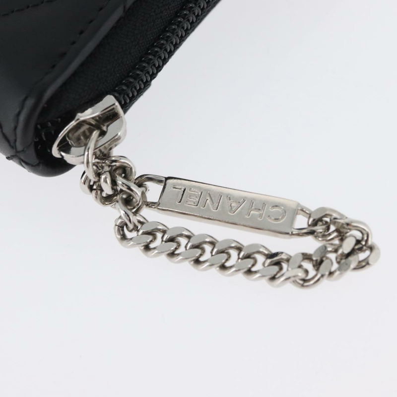 【日本直送】香奈兒 (CHANEL) 絎縫 Cambon 系列長款錢包，黑色銀色雙C標誌，正品編號 172434SAV-6