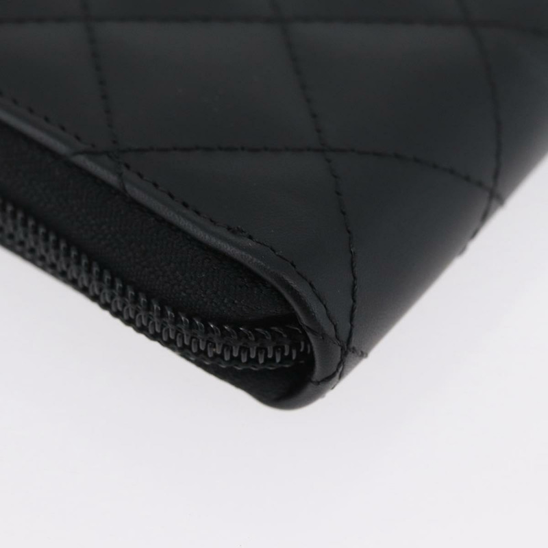 【日本直送】香奈兒 (CHANEL) 絎縫 Cambon 系列長款錢包，黑色銀色雙C標誌，正品編號 172434SAV-15