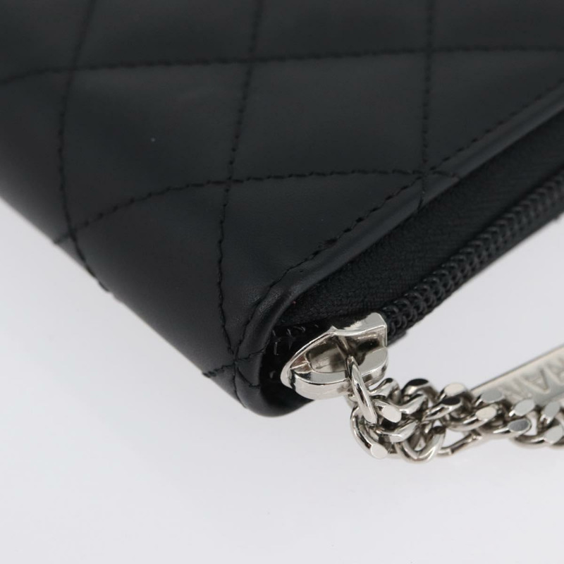 【日本直送】香奈兒 (CHANEL) 絎縫 Cambon 系列長款錢包，黑色銀色雙C標誌，正品編號 172434SAV-16