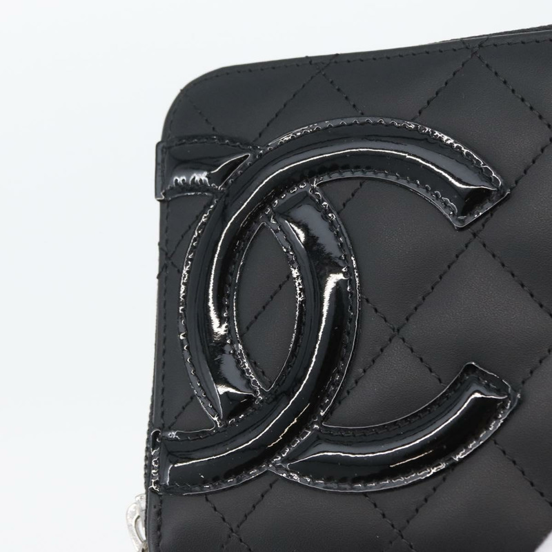 【日本直送】香奈兒 (CHANEL) 絎縫 Cambon 系列長款錢包，黑色銀色雙C標誌，正品編號 172434SAV-17