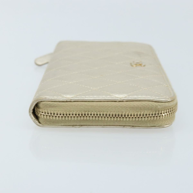 【日本直送】香奈兒 (CHANEL) 絎縫長款錢包，羊皮材質，金色 CC 標誌 LNZ571V-2