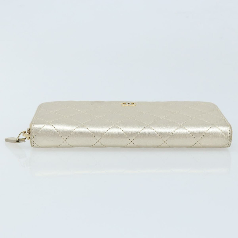 【日本直送】香奈兒 (CHANEL) 絎縫長款錢包，羊皮材質，金色 CC 標誌 LNZ571V-5