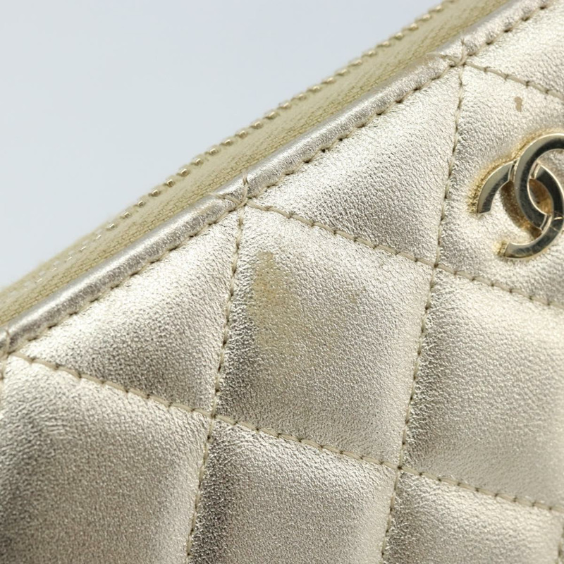 【日本直送】香奈兒 (CHANEL) 絎縫長款錢包，羊皮材質，金色 CC 標誌 LNZ571V-7