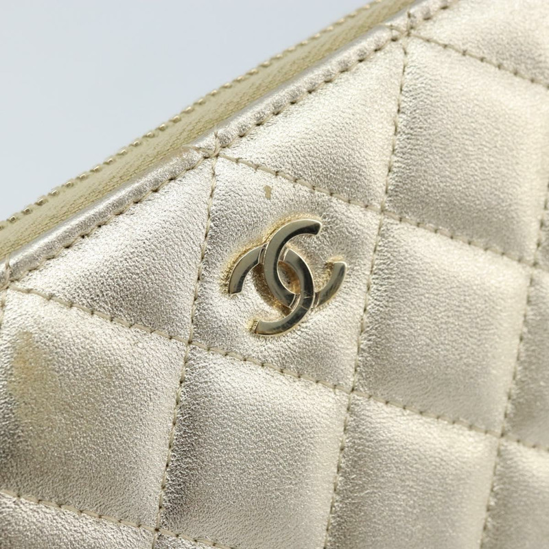 【日本直送】香奈兒 (CHANEL) 絎縫長款錢包，羊皮材質，金色 CC 標誌 LNZ571V-8
