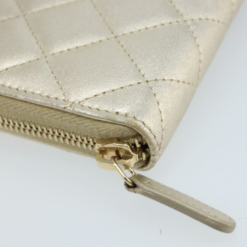 【日本直送】香奈兒 (CHANEL) 絎縫長款錢包，羊皮材質，金色 CC 標誌 LNZ571V-14