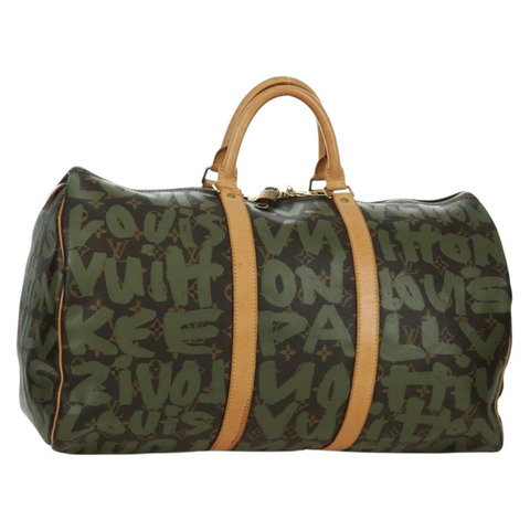 路易威登 Monogram Graffiti Keepall 50 旅行包 卡其色 M92196 LV 正品 BA11179SAV