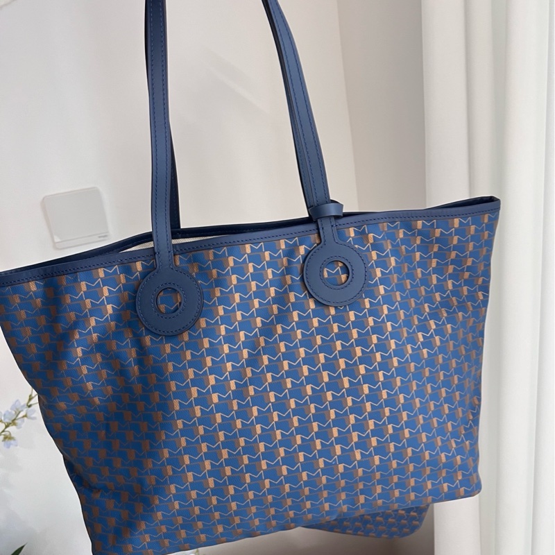 99新 moynat 莫奈 藍色 tote 購物袋 中號 底長34 有塵袋 子袋-1