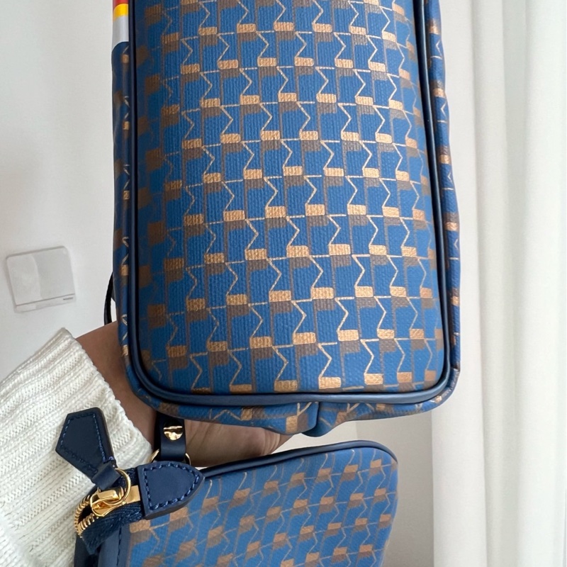 99新 moynat 莫奈 藍色 tote 購物袋 中號 底長34 有塵袋 子袋-4