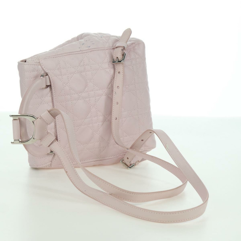 【日本直送】Christian Dior Cannage Stardust 小號雙肩包，羊皮材質，粉紅色，正品 ARZ437M-6