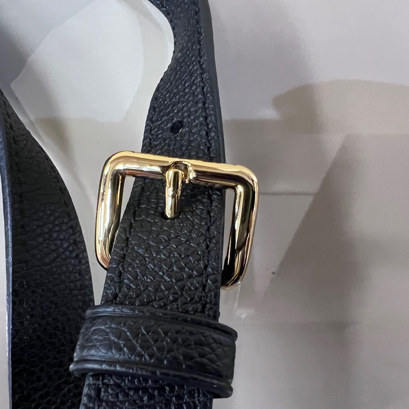 LV黑牛皮壓紋金釦 Bumbag拉鍊胸口腰包-12