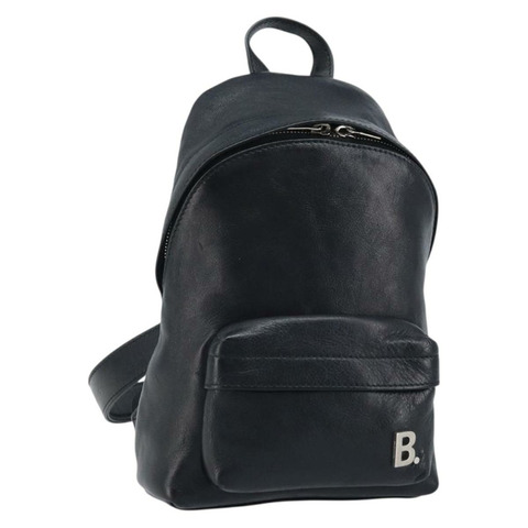 BALENCIAGA 黑色銀色皮革雙肩包 580026 正品 174080A