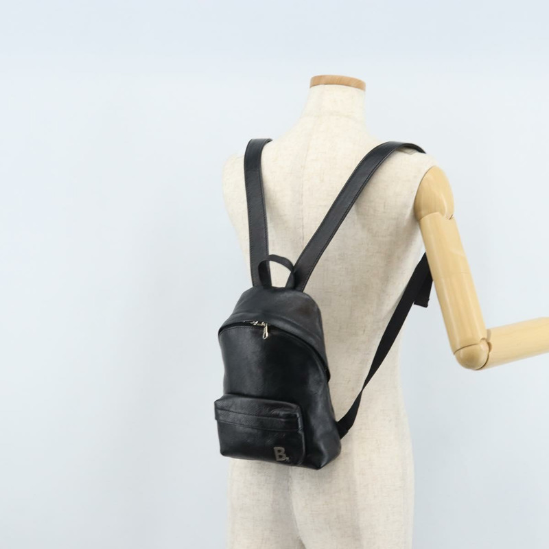 【日本直送】BALENCIAGA 黑色銀色皮革雙肩包 580026 正品 174080A-25