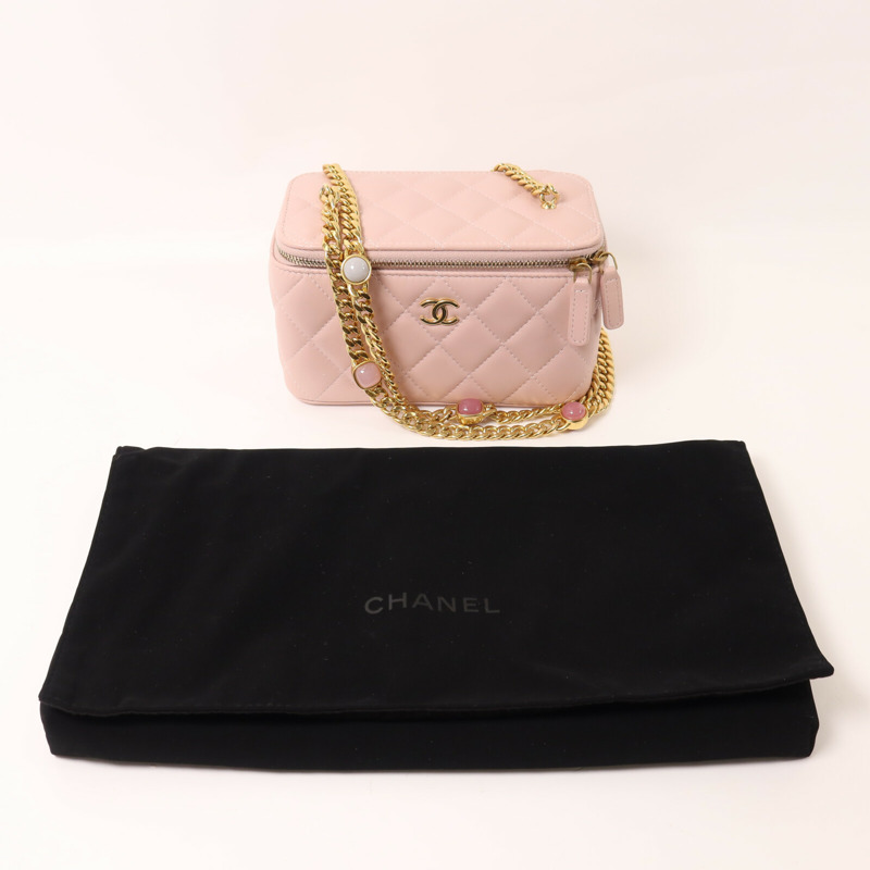 CHANEL 羊皮皮革Vanity Case鏈帶肩背袋-8