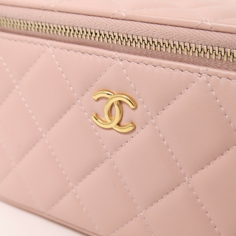 CHANEL 羊皮皮革Vanity Case鏈帶肩背袋-9