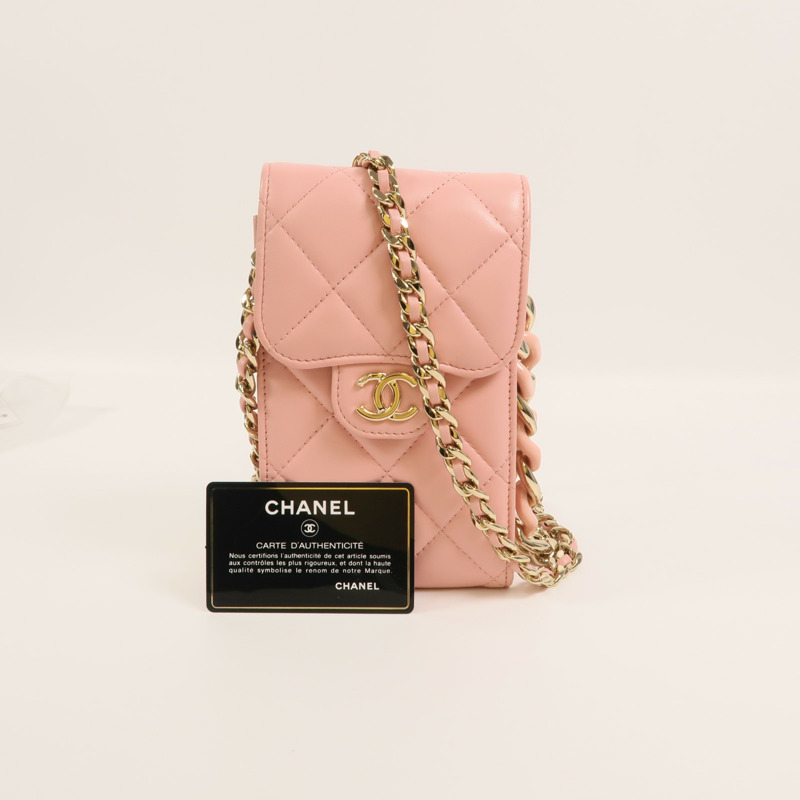 CHANEL 羊皮皮革Phone Bag鏈帶肩背袋-11