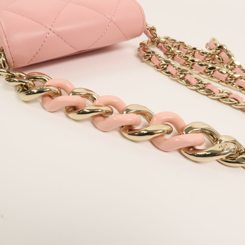 CHANEL 羊皮皮革Phone Bag鏈帶肩背袋-16