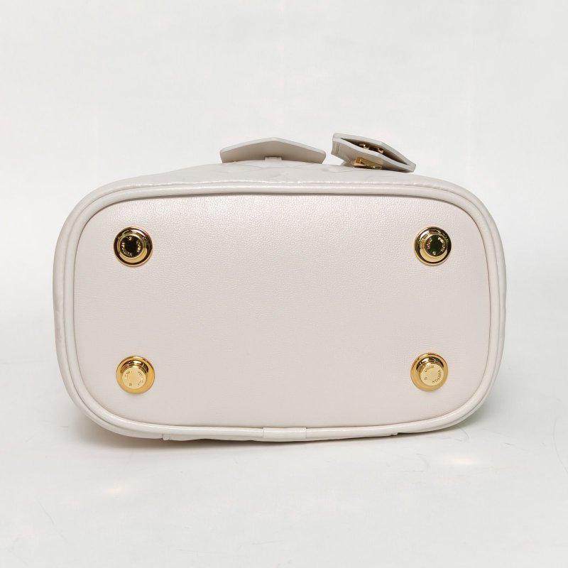 LOUIS VUITTON Vanity化妝包小號19白色牛皮金扣晶片壓紋肩背包-4