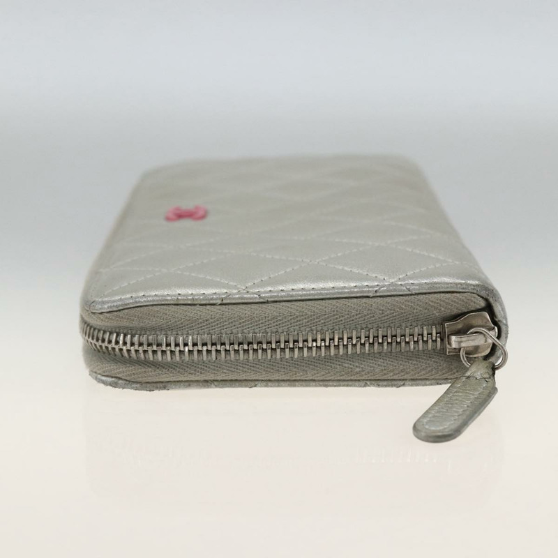 【日本直送】香奈兒 (CHANEL) 絎縫長款錢包，羊皮材質，銀色，CC標誌，LNZ865A-2