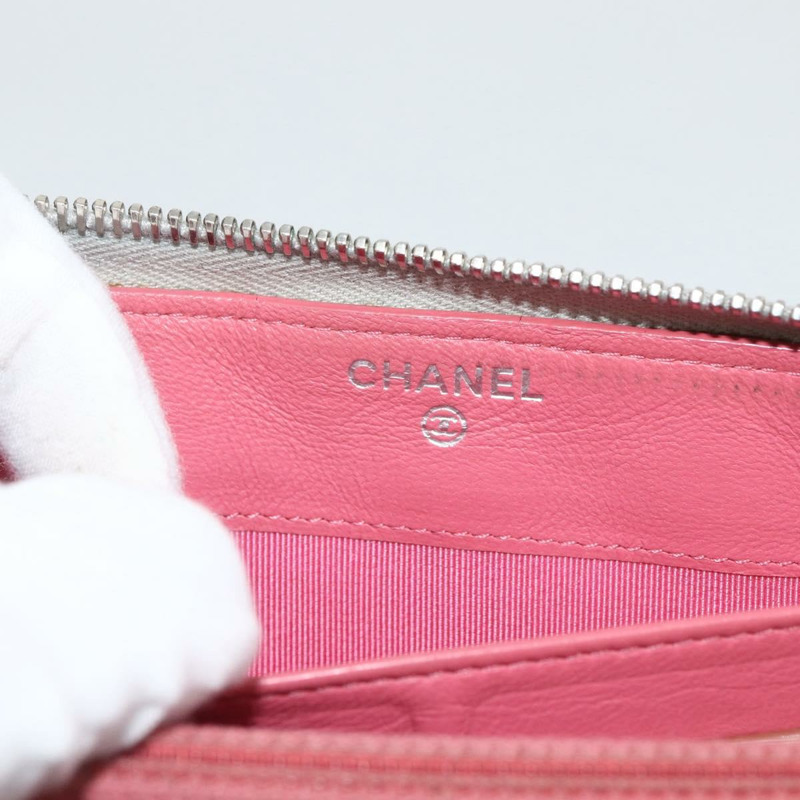 【日本直送】香奈兒 (CHANEL) 絎縫長款錢包，羊皮材質，銀色，CC標誌，LNZ865A-18