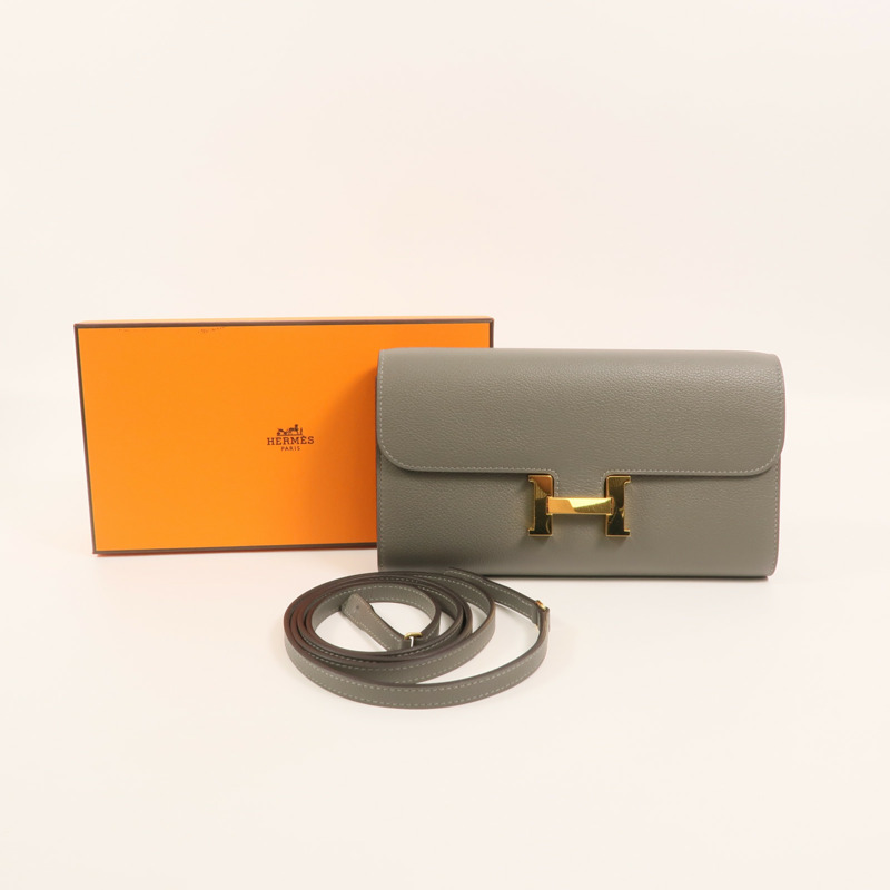 HERMES Evercolor皮革Constance To Go肩背袋Gris Meyer-9