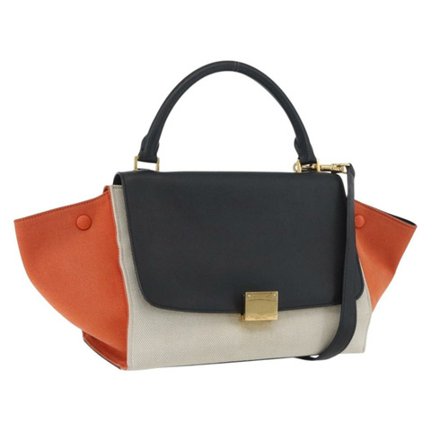 CELINE Trapeze 手提包 皮革 2way Multicolor Gold Auth gh1957A