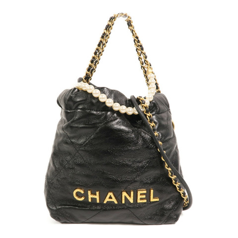 CHANEL 牛皮皮革Chanel 22 Mini With Pearl金扣手挽肩背兩用袋